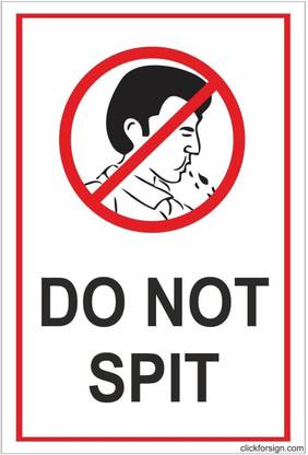 Paper Plane Design Do Not Spit Sign Board 8 inch x 10 inch Emergency Sign
