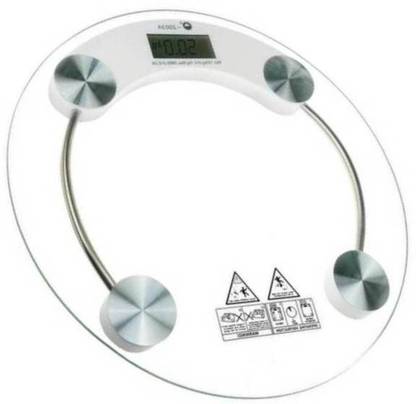 Rorian Personal Weight Machine Digital Thick Round Transparent Glass (2003A) Weighing Scale