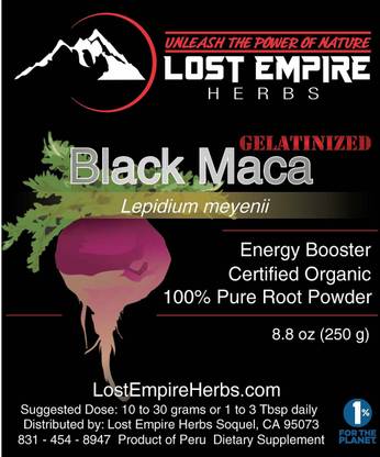 Lost Empire 100% Organic Gelatinized Black Maca Root Powder (250G)