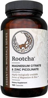 Rootcha High Potency Magnesium Citrate 873mg & Zinc Picolinate 27mg, 120 capsules