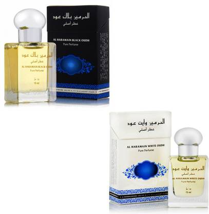 Al Haramain Black Oudh & White Oudh Fragrance Roll on Attar Combo Pack of 2 - 2 x 15 ml Floral Attar