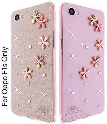 DORRON Back Cover for OPPO F1s / A59 Stylish Designer Pink 3D Flowers Design Glitter Bling Soft Case for Girls (Gold)