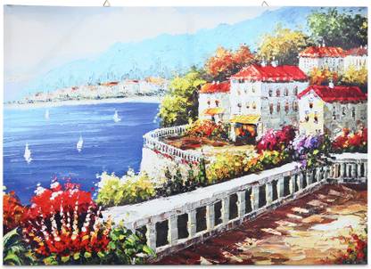 Skywall Wooden Framed Beautiful City View Printed Ready to Hang Canvas 70 cm x 50 cm Painting