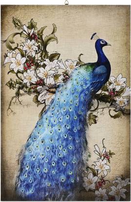 Skywall Wooden Framed Beautiful Peacock Printed Ready to Hang Canvas 60 cm x 40 cm Painting