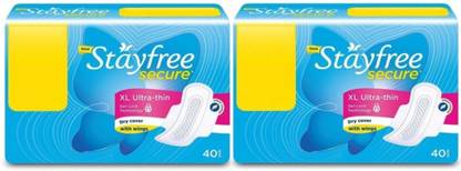 STAYFREE Secure 40+40 XL Pad Sanitary Pad (Pack of 2) Sanitary Pad