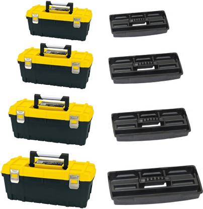 Inditrust 9Jacks 13 inch, 15 inch, 18 inch , 21 inch set of 4 tool box with tray compartments and organizers Tool Box with Tray