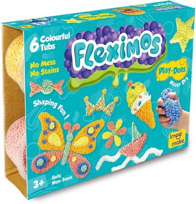 Imagimake Fleximos Play-Dotz – Clay Modeling for Kids (3 Years+) Never Dry Clay Set – Multi-colour Pack of 6 Tubs