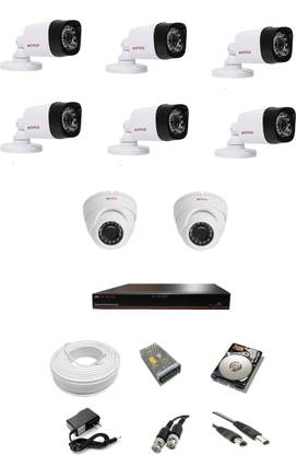 CP PLUS 2.4 MP 8 CH DVR Kit with 2 Dome Camera, 6 Bullet Camera, 1 TB HDD and all required accessories. Security Camera