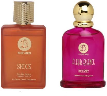 Lyla Blanc Mens SHOCK & Womens FLEUR-ESSENCE - (Set of 2 Perfume for Couple) (100ml each) Eau de Parfum  -  100 ml