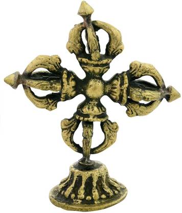 EXOTIC INDIA Tibetan Buddhist Double Dorje with Stand (Vishva-Vajra) Decorative Showpiece  -  8.89 cm