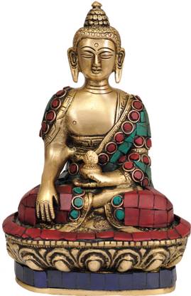 EXOTIC INDIA Lord Buddha in the Bhumisparsha Mudra Decorative Showpiece  -  17.78 cm