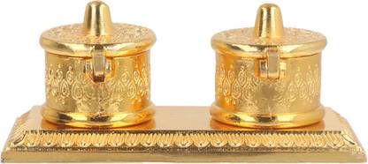 WEBELKART Beautiful Roli-Chandan, Chawal-Akshat- haldi - Kumkum Box chopda Decorative Showpiece  -  5 cm