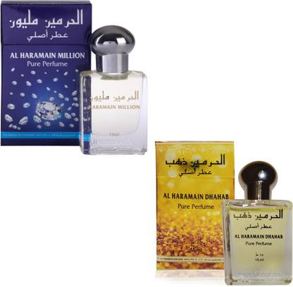 Al Haramain Million & Dhahab Fragrance Roll on Attar Combo Pack of 2 - 2 x 15 ml Floral Attar