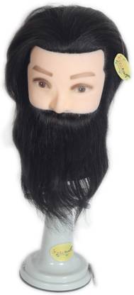 Ritzkart 100% Human  Men"s Mannequin Head with Beard Clamp Set For  Styling, Beard Cutting Practice Salon Training Dummy Hair Extension