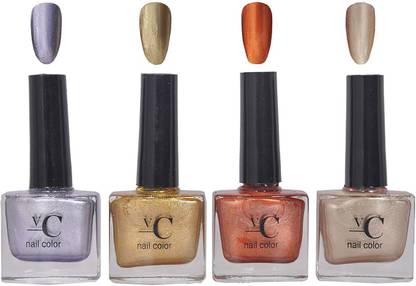 VC Nail Color Mettalic Nail Paints Mauve, Saffron, Silver, Gold