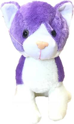 CREATIVEVILLA CUTE STANDING LITTLE WHITE & PURPLE CAT STUFFED PLUSH SOFT TOY CVST4317  - 27 cm