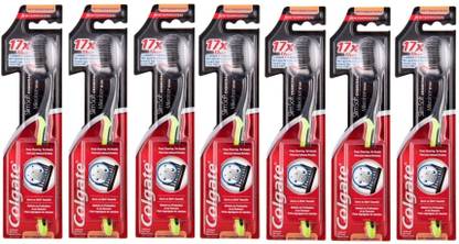 Colgate Toothbrush Charcoal Soft Bristles Slim Soft Brush Charcoal Infused Bristles - 7 Piece Ultra Soft Toothbrush