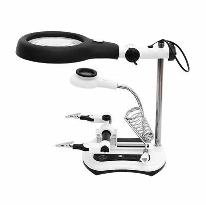 Iktu Soldering Iron Helping Third Hand Welding Solder Vise 2.5,5,6,10x Magnifying Glass DIY PCB Soldering Desk Magnifier