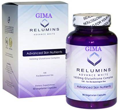 GIMA Relumins Advance White 1650mg Glutathione Complex – 15x Skin Whitening Capsules (Made In USA)