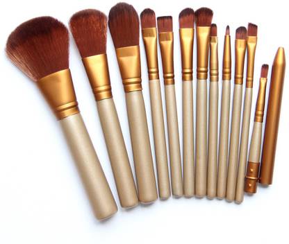 JAMBOREE 12pcs/set Hot Professional premium quality soft Make up Brush tools kits for eye shadow & Cosmetic with metal case (Pack of 12)