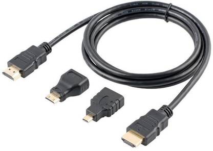 GVAAS HDMI Cable 1 m 3 in 1 KIT HDMI to HDMI, Mini HDMI, Micro HDMI(Not Micro USB) Cable