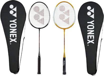 YONEX GR 303 Combo Aluminum Badminton Racquet with Full Cover, Set of 2 (Black/Yellow) Black, Yellow Strung Badminton Racquet