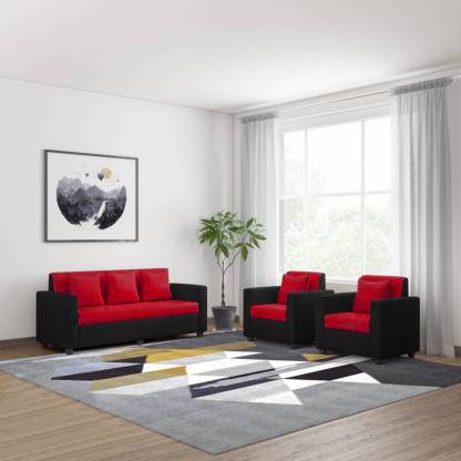 Bharat Lifestyle Tulip Fabric 3 1, Red Fabric Sofa Chair