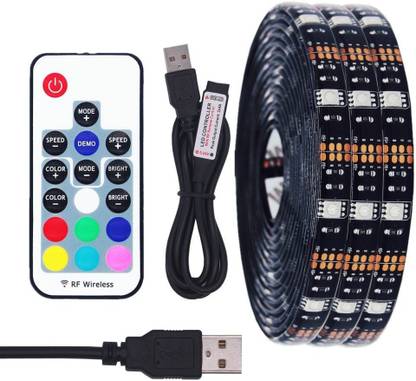 amiciVision USB 5V 5050 RGB LED Strip 2 Meters, with RF Remote For TV Background 5050 RGB 2m Led Light
