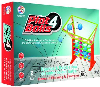 Ratnas CHALLENGING PLOT 4 BALLS. BOUNCE AND PLOT 4 BALLS HORIZONTALLY,VERTICALLY OR DIAGONALLY(A TWO PLAYER GAME) Party & Fun Board Game
