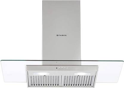 FABER Hood Glassy 3D T2S2 LTW 90 Wall Mounted Silver 1095 CMH Chimney