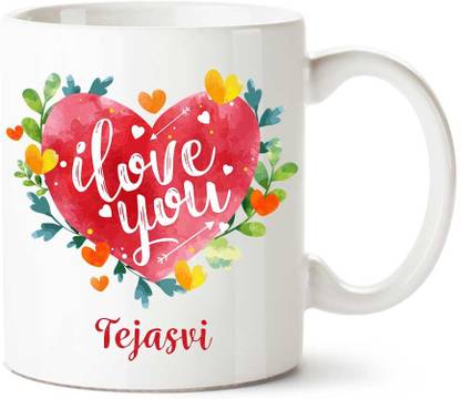 Comogift Tejasvi I Love You Ceramic coffee Name Ceramic Coffee Mug