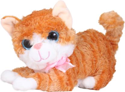Tickles Brown Cute Laying Cat Stuffed Soft toy For Kids 25 cm  - 25 cm