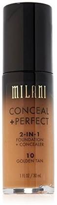 MILANI Conceal + Perfect 2-in-1 Foundation Concealer, Golden Tan, 1.0 Fluid Ounce Concealer
