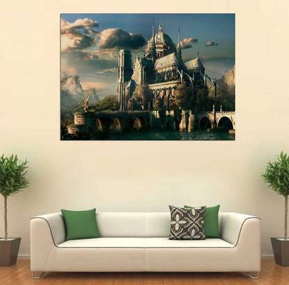 Style Crome Fantasy Building Modern Art Wall Painting For Living Room/ Bedroom Canvas 12 inch x 18 inch Painting