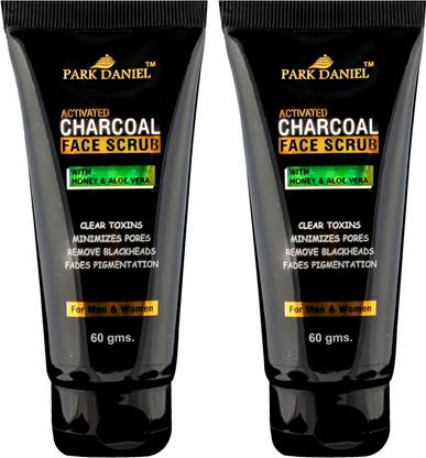 PARK DANIEL Activated Charcoal Face Scrub - For Remove Blackheads & Deep Cleansing Combo pack of 2 tubes of 60 gms(120 gms) Scrub