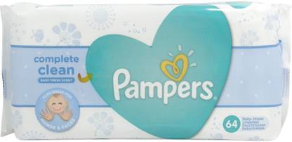 Pampers Complete Clean Baby Fresh Scent Wipes 64's Pack Of 2