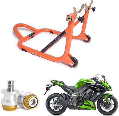 GrandPitstop Black/Orange Rear Paddock Stand with Swing Arm Sliders Spools/Paddock Stand Bobbin M8 for Ninja 1000 Combo