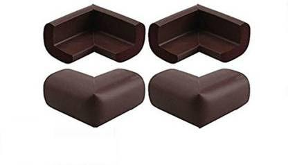 Quaprogen Kid's Rubber Soft Desk Table Edge Cushion Pad Anti Crash Bumper Right Angle Safety Protector Sticker (Brown, SSGE-001)