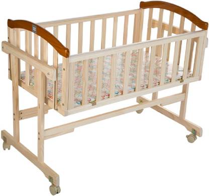 MeeMee Baby Wooden Cradle with Swing & Mosquito Net