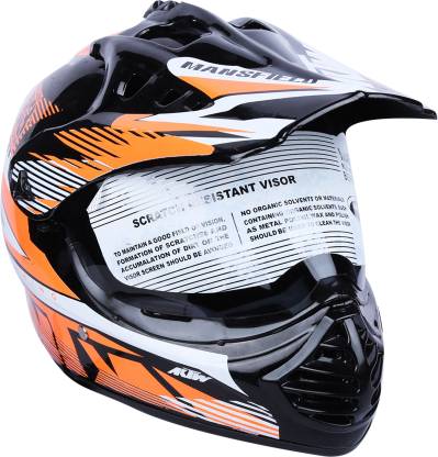 AutoGREEN Black with Orange ISI Certified Dashing and Stylish KTM Designer Helmet Motorbike Helmet