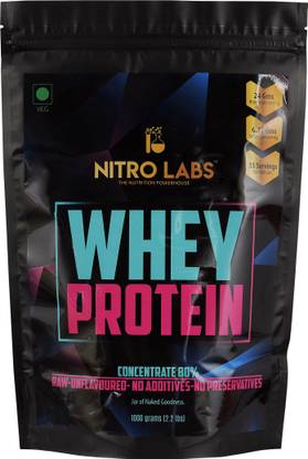 Nitro Labs Nutrition Whey Protein Concentrate 80% - 1000 gms Raw, Unflavoured Whey Protein