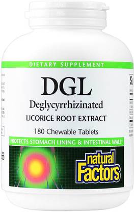 Natural Factors DGL Deglycyrrhizinated Licorice Root Extract -- 180 Chewable Tablets