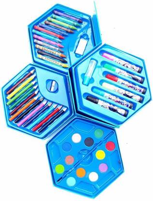 Sports Day Arts Color Kit for Kids - Set Of 46 Pieces - Frozen Colors Box Color Pencil ,Crayons , Water Color, Sketch Pens for Kids
