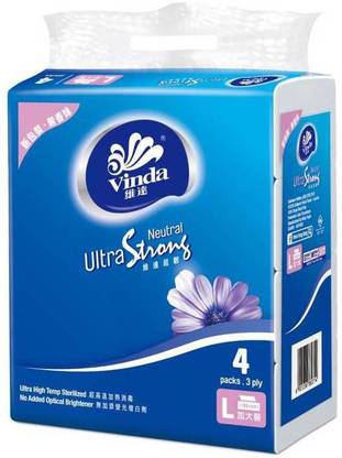 Vinda Pack of 400 Ultra Soft Facial Tissue, 3 Ply, 100 Sheets Per Roll