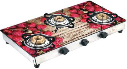 APEX Designer Triple Burner Shine (R - 2) Stainless Steel Manual Gas Stove