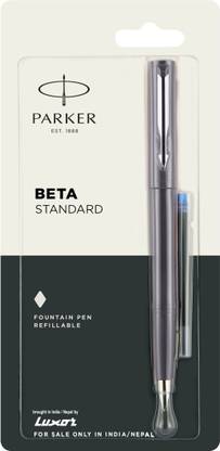 PARKER Beta Standard Grey Chrome Trim Fountain Pen