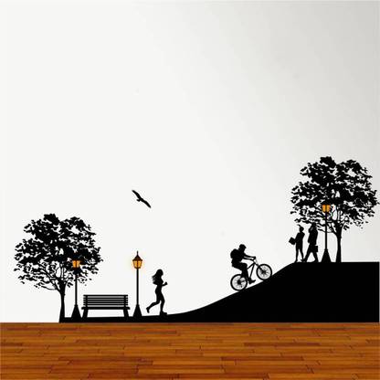 rawpockets 1 Wall Decals ' The Evening at the Park ' Wall stickers (PVC Vinyl) Multicolour Self Adhesive Sticker