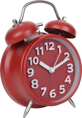 Hello Dream Analog 6.5 Inch Double Bell Classic Retro Cherry Red Alarm Clock / Table Clock