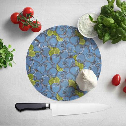NISH! Fruit Chopping Board | Fruit Cutting Board - Pattern#024 (Tempered Glass, Round, Medium - 12" Diameter, Pack of 1, Multi Color) Glass Cutting Board
