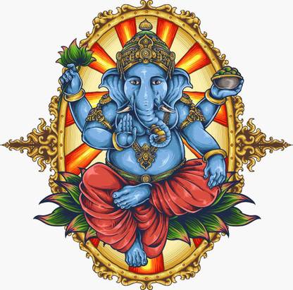 Paper Plane Design 50 cm Lord Ganesha Ganpati ji 50 cm x 50 cm Wall Sticker Colourful Self Adhesive Sticker